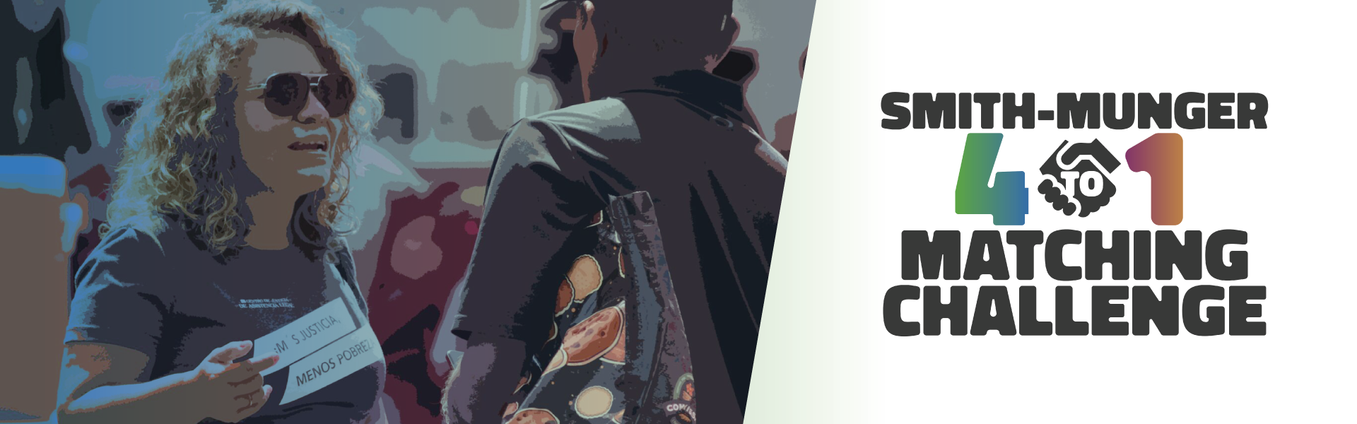 LAJC staff smiles while talking to a community member at  a food distribution event in NOVA