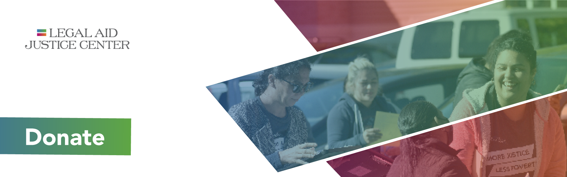 LAJC staff smiles while talking to a community member at  a food distribution event in NOVA