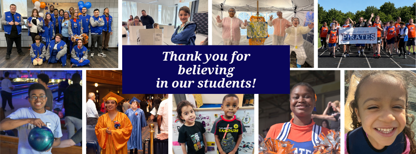 Students holding thank you sign
