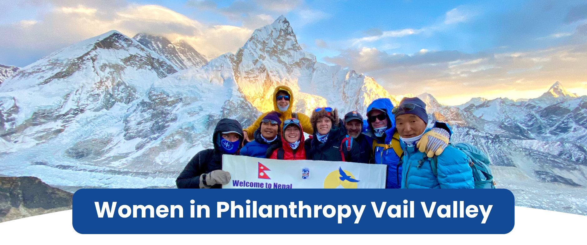 CMC Study Abroad in Nepal with text that reads "Women in Philanthropy Vail Valley".