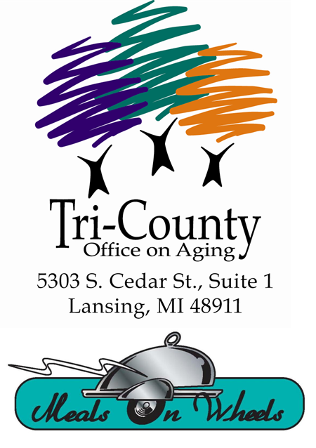 TCOA and MOW logo. Tri-County Office on Aging: 5303 s cedar street, building 1, lansing, michigan, 48911